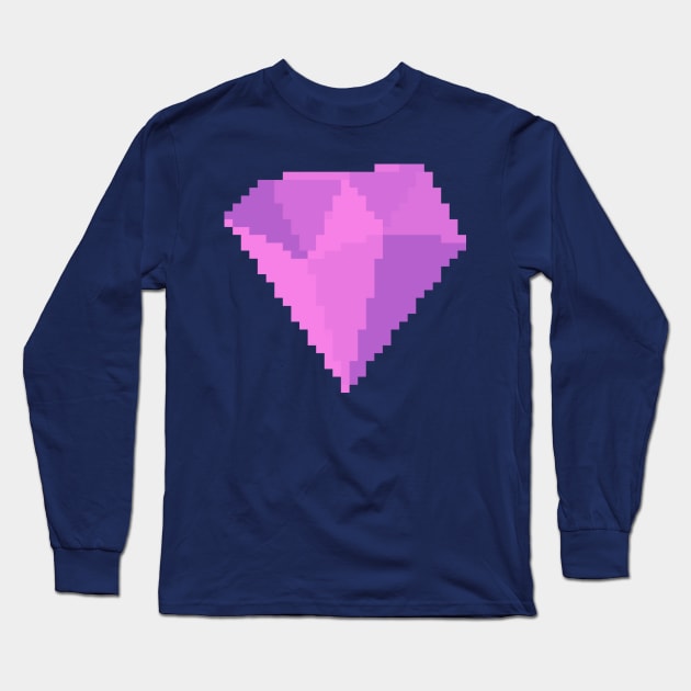 Pink Tourmaline Gem Pixel Art Long Sleeve T-Shirt by christinegames